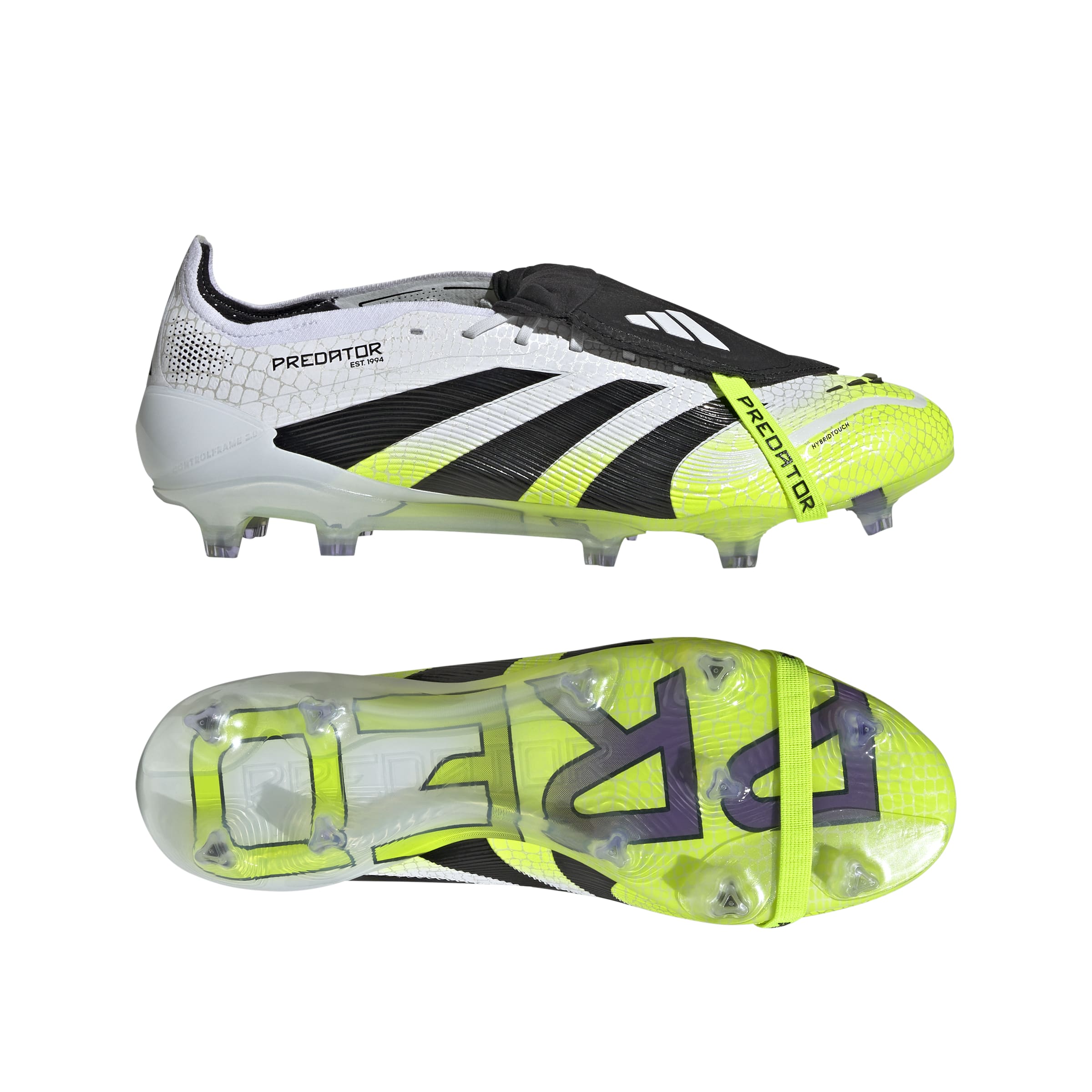 PREDATOR ELITE Fold-Over Tongue Firm Ground Football Boots Ftwr White / Core Black / Lucid Lemon / 10