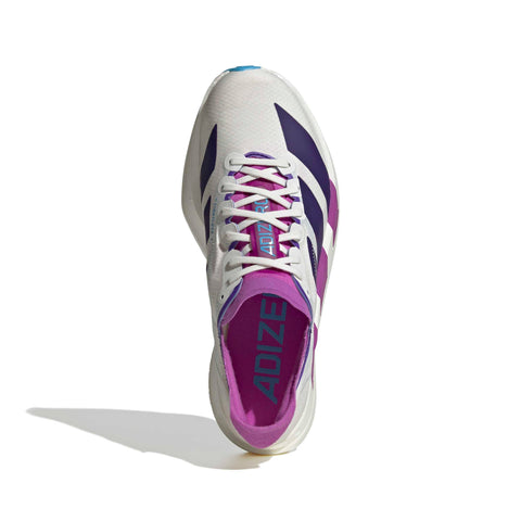 ADIZERO ADIOS PRO 4 RUNNING SHOES Core White / Collegiate Purple / Semi Blue Burst / 7
