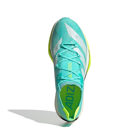 Adizero Prime X3 Strung Running Shoes Flash Aqua / Zero Met. / Lucid Lemon / 10