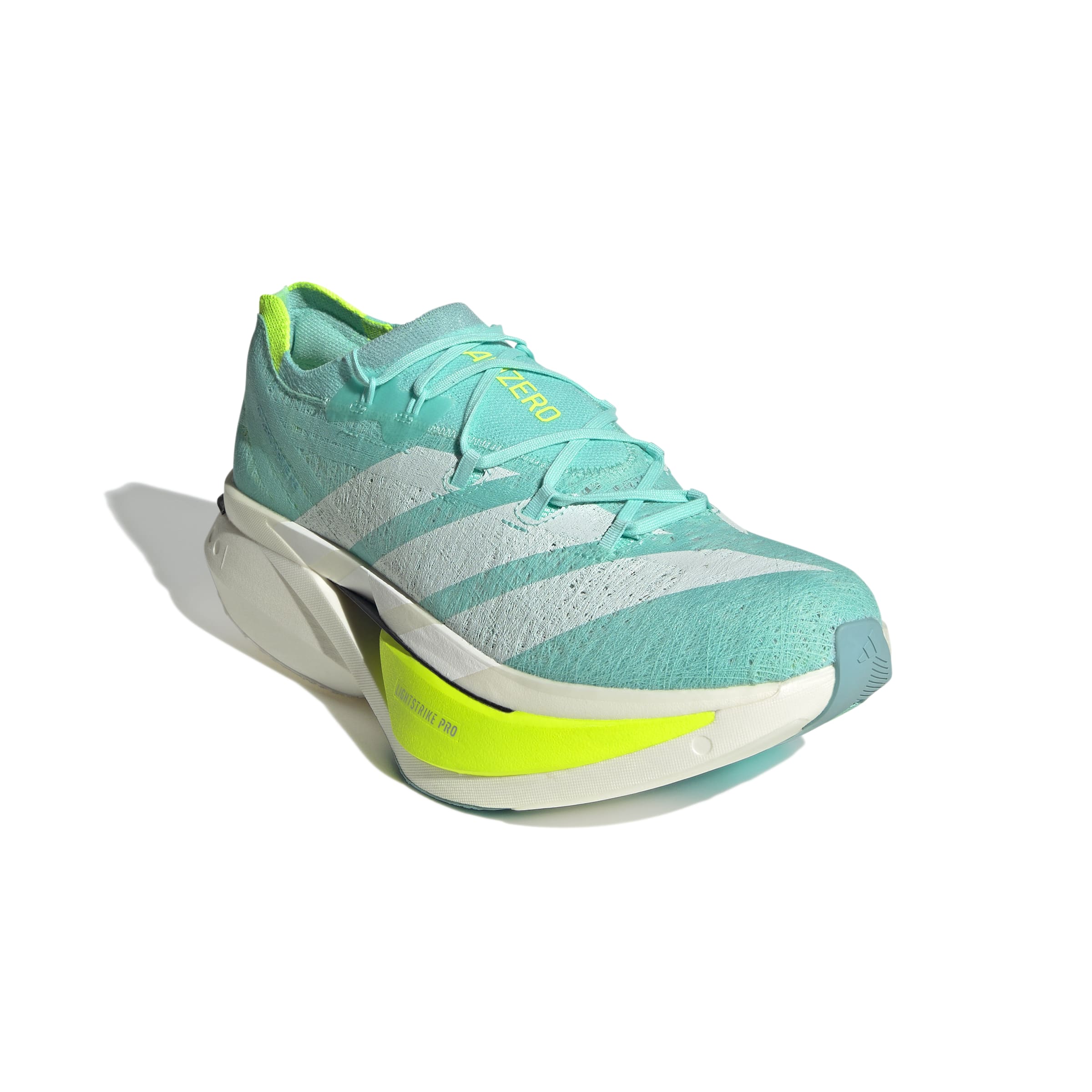 Adizero Prime X3 Strung Running Shoes Flash Aqua / Zero Met. / Lucid Lemon / 10
