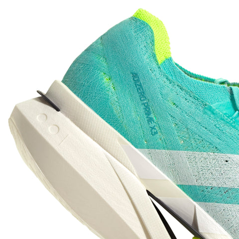 Adizero Prime X3 Strung Running Shoes Flash Aqua / Zero Met. / Lucid Lemon / 10