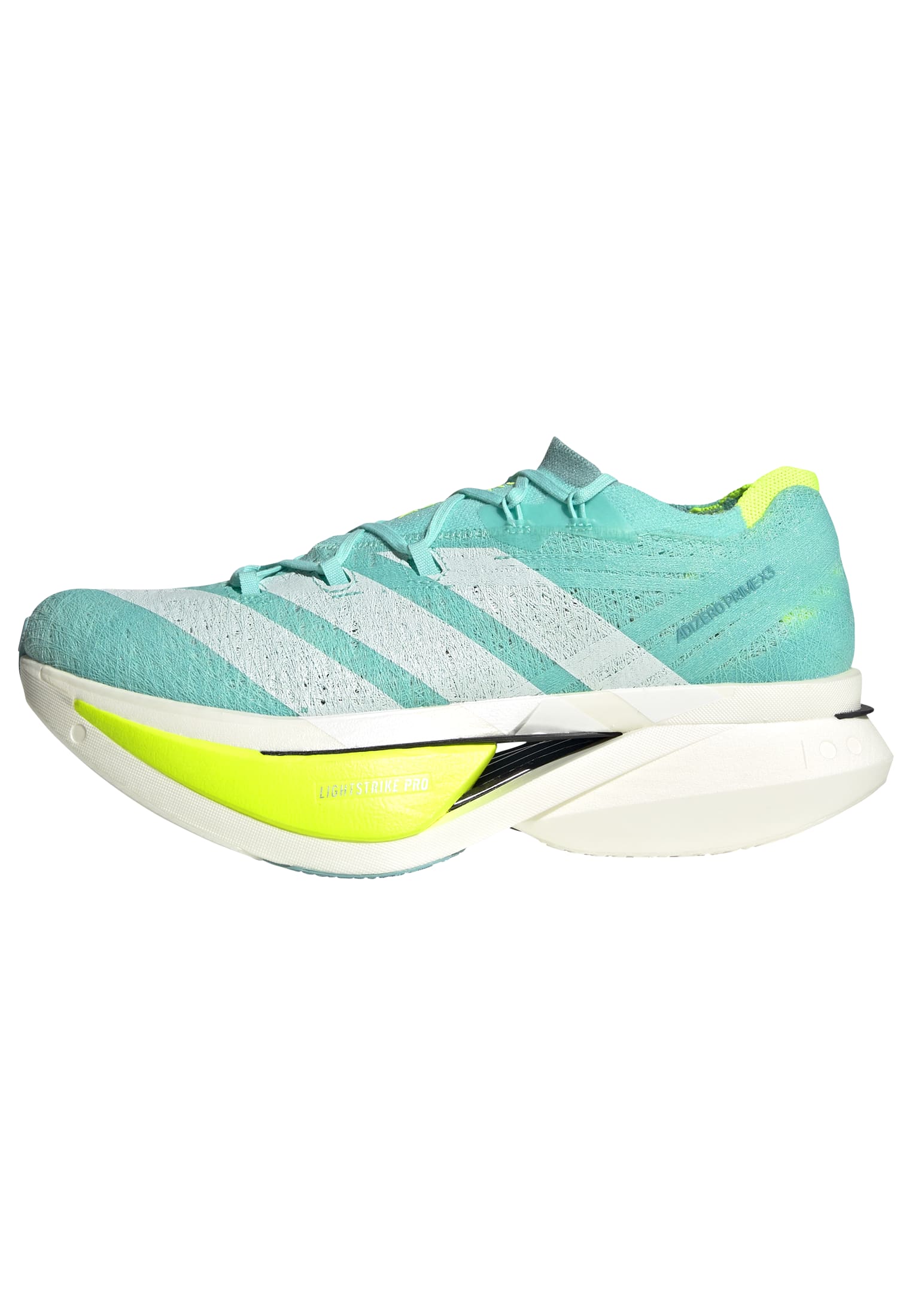 Adizero Prime X3 Strung Running Shoes Flash Aqua / Zero Met. / Lucid Lemon / 10