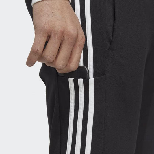 Adidas Essentials Single Jersey Tapered Open Hem 3-Stripes Mens Pants 