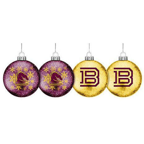 Brisbane Broncos Glitter Baubles 