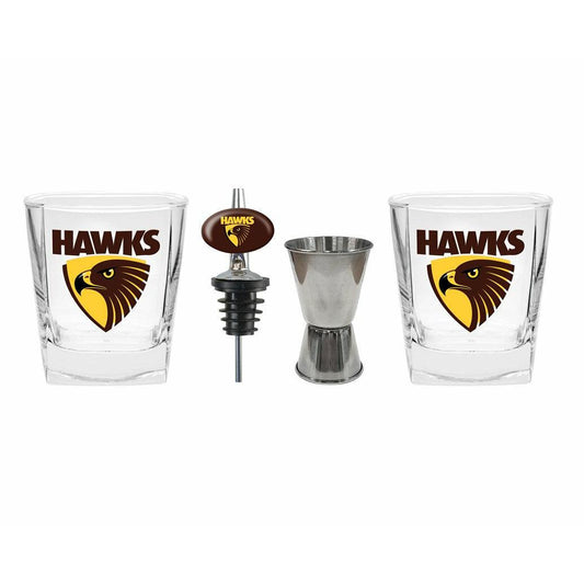 Hawthorn Hawks Spirit Glasses & Pourer 