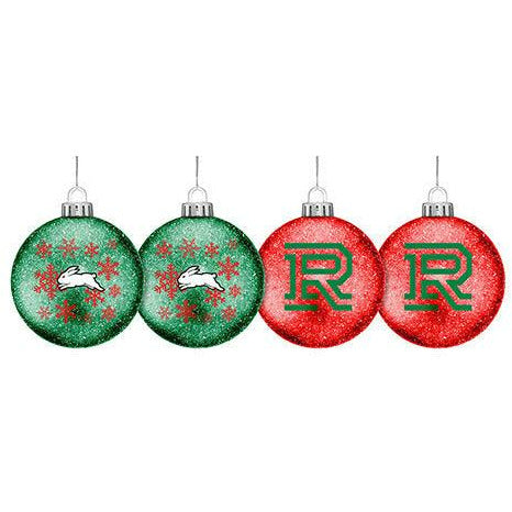 South Sydney Rabbitohs Glitter Baubles 