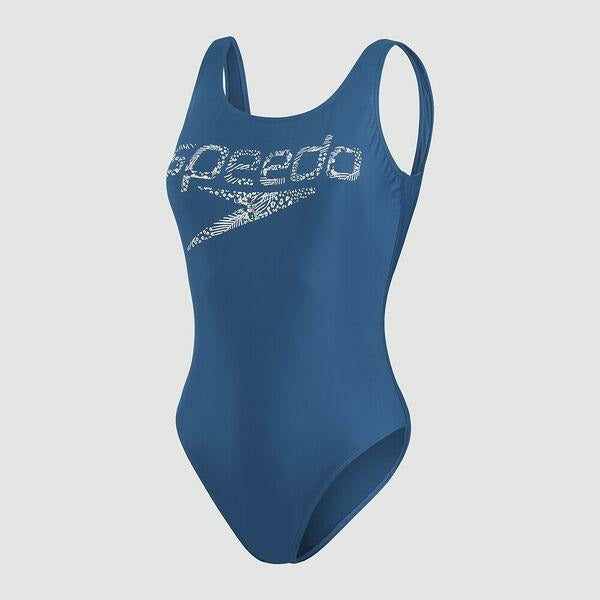 Speedo Womens Logo Deep U-Back One Piece 