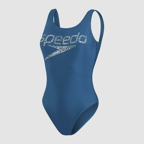 Speedo Womens Logo Deep U-Back One Piece 