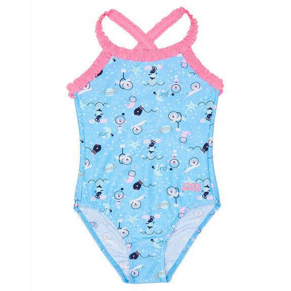 Zoggs Space Circus Ruffle X Back Tots Girls 